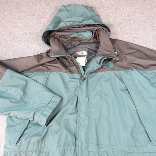 The North Face, The North Face Vintage Hooded Rain Jacket Mens XL Teal Grey Colorblock Parka