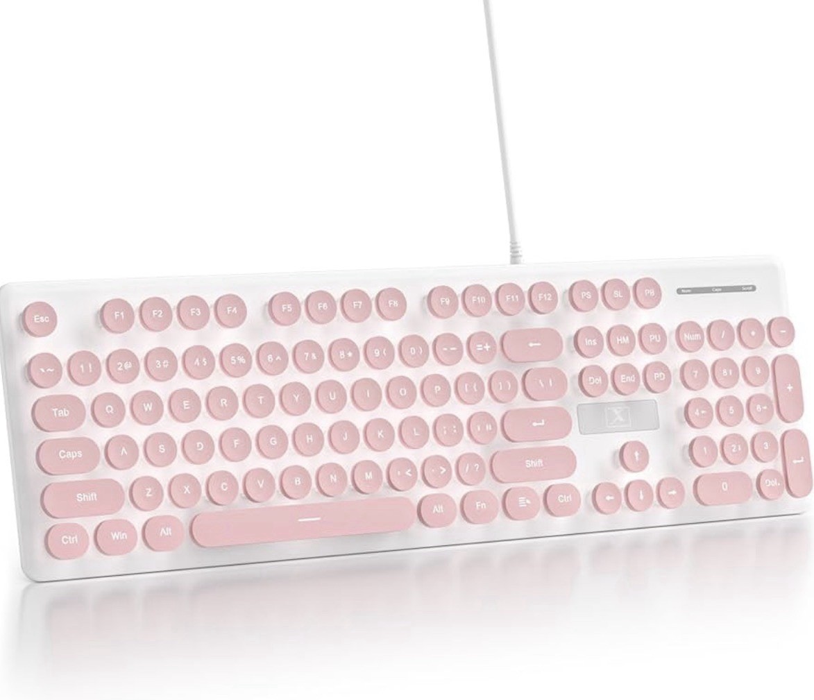 Surmen V300 Wired Quiet Gaming Keyboard - Pink Wired - Light Up Backlit -C3