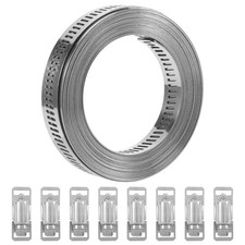 2X(304 Stainless Steel Worm Clamp Hose Clamp Strap with Fasteners1703