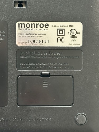 Monroe 8125 Professional Heavy Duty Calculator Tested Working - Picture 10 of 13