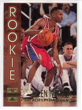 1996-97 Topps Stadium Club Basketball R16 Allen Iverson Rookie Card RC NM 76ers. rookie card picture