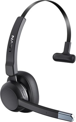 LEVN Trucker Bluetooth Headset with Noise Cancelling Microphone & Mute Black 