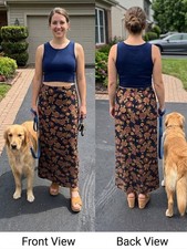 Sag Harbor Vintage 90s Floral Rayon Maxi Skirt Womens 8 Black Burgundy Boho Art