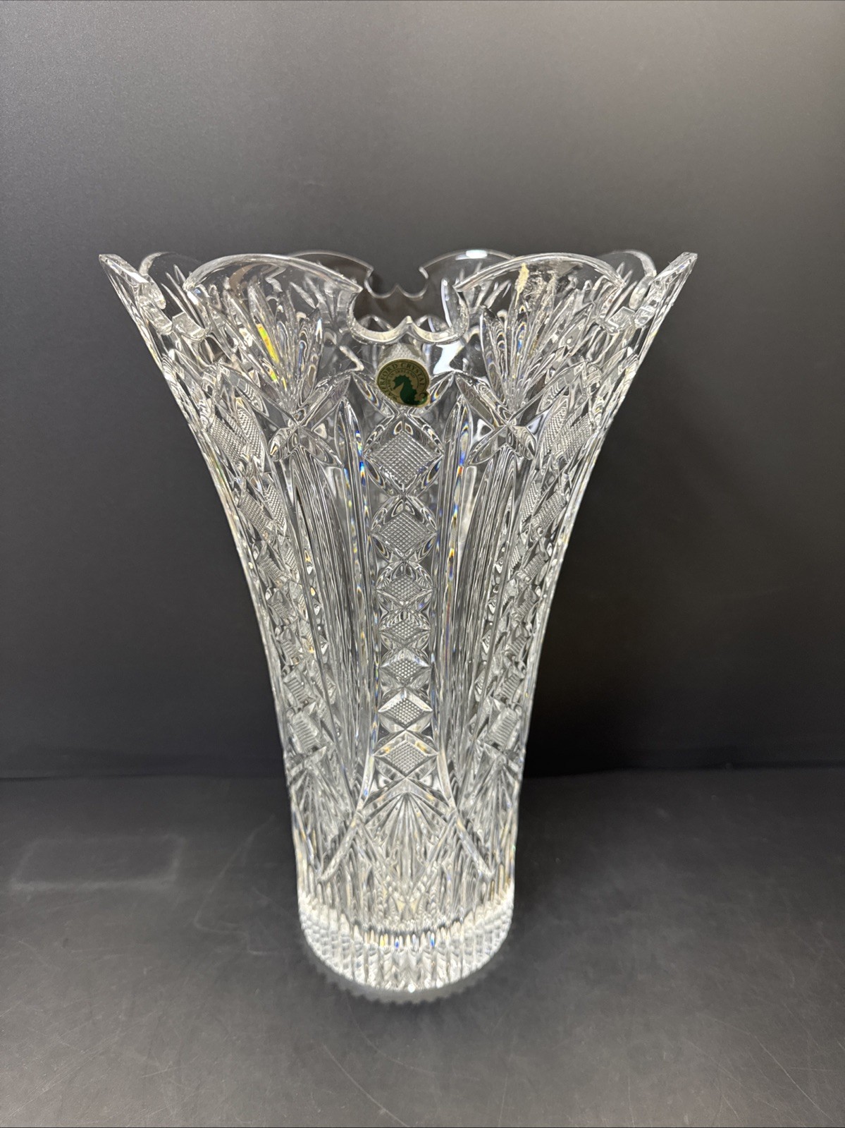 Vintage WATERFORD Crystal MARITANA Vase 14” h x 9”w