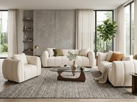 Modernes Beiges Wohnzimmer-Set 3+2+1-Sitzer-Sofas Stoffsofas Wohnzimmer