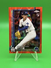 2025 TOPPS CHROME UPDATE ROKI SASAKI ORANGE LAVA REFRACTOR /25 RC ROOKIE