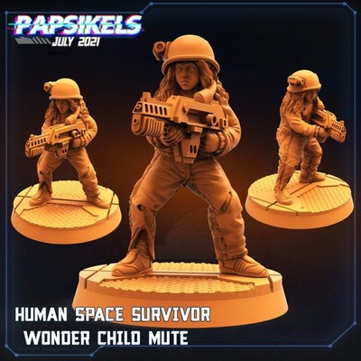 Silent Prodigy: 32mm Human Space Survivor Mini for Alien vs Earthling Tabletop R
