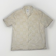 H&M Smiley Men s Short Sleeve Button Up Beige...