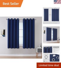 Luxurious Navy Blue Blackout Drapes 52x45 with Noise Reduction Features
