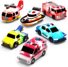 Emergency Cars Light up Bath Toys, 6 Pack Water-Activated Light up Toys Fla