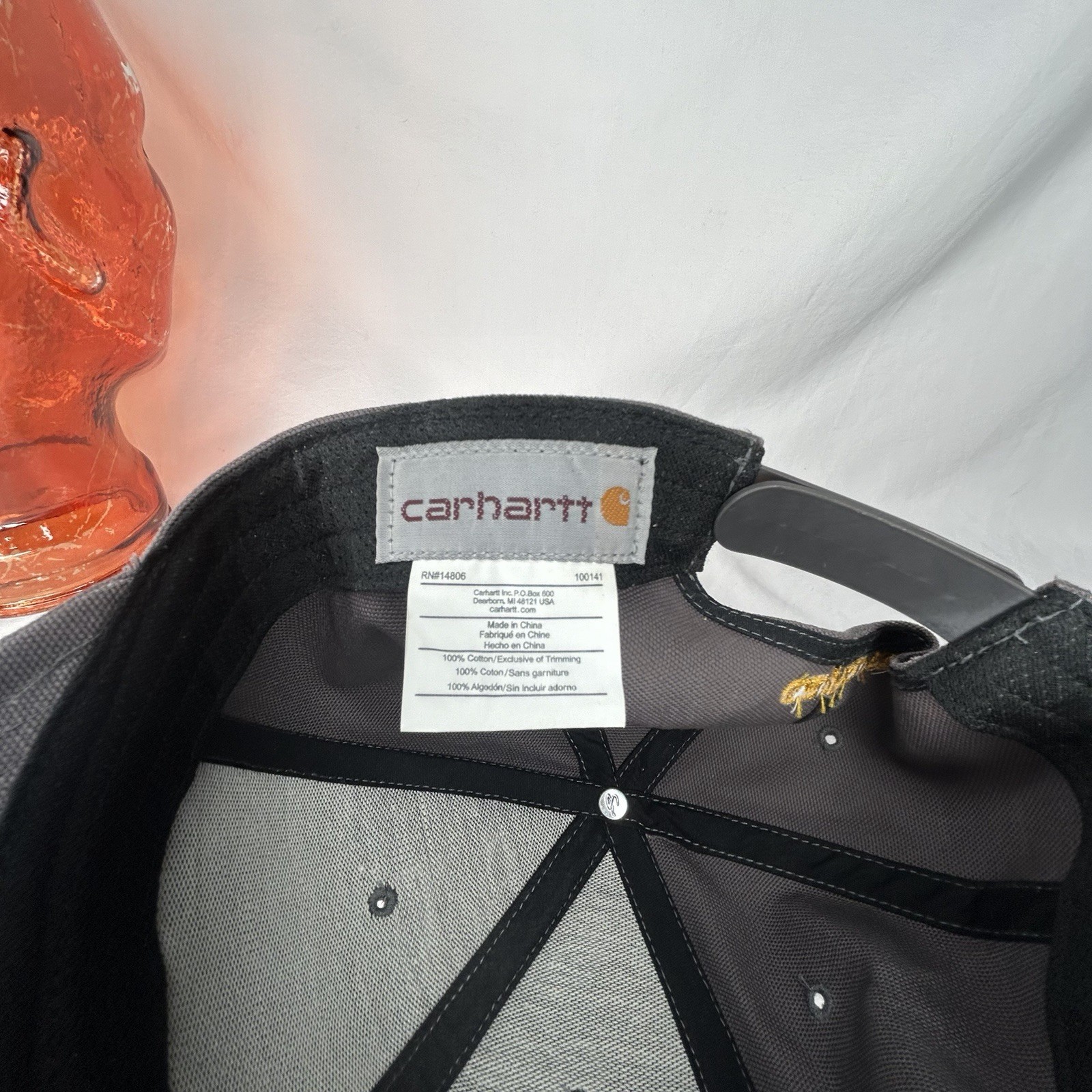 Carhartt Firm Duck Ashland Mens Black Flat-Bill Structured Snapback Hat Cap image 6