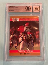 DERRICK THOMAS Signed 1990 PRO SET Card #6 Beckett BAS AUTO 10