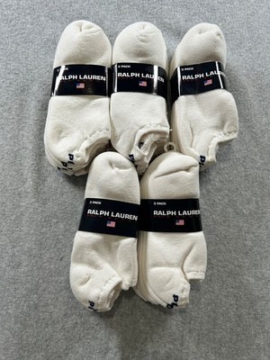 New Bundle White Polo Ralph Lauren Sport Ankle Socks LOT OF 5 Packs of 3