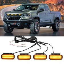 For Chevy Colorado Smoked Raptor Style Amber Led Front Grille Grill Light Kits