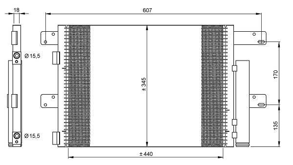Fits NRF NRF 35896 Air conditioning condenser  35896 A/C condenser 440x345x17 f