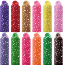 12 Pcs Rainbow Glitter Tulle Rolls 6 Inch by 10 Yards 30 Feet Glitter Tulle Roll