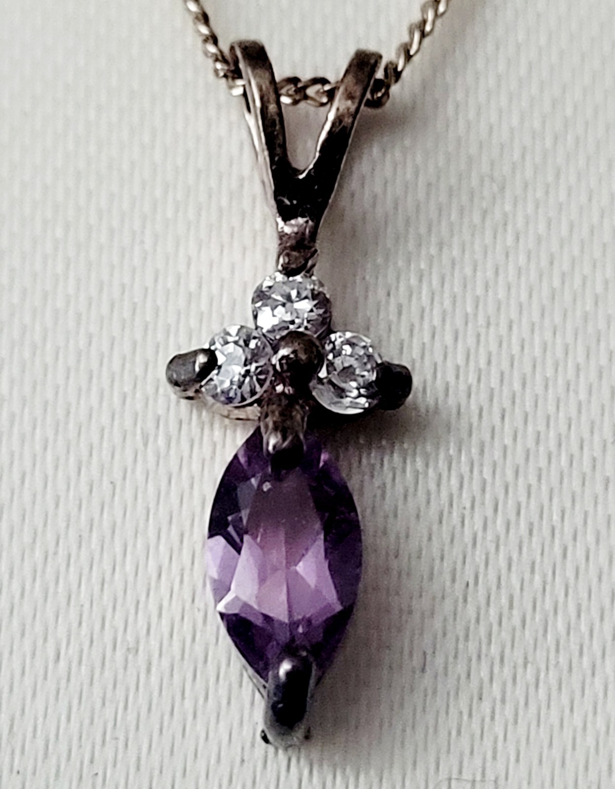 Solid 925 Sterling Silver Neckless & Genuine Amet… - image 12