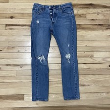 Levi Strauss  Co 501 S Womens Distressed Button Fly Denim Jeans Size W29 L28