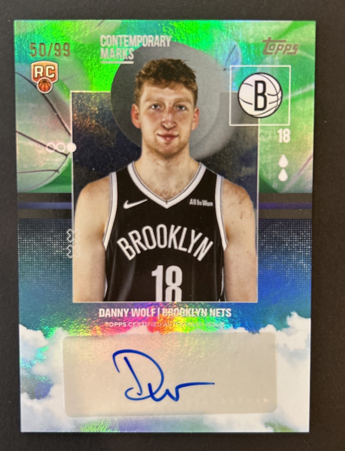2025-26 Topps DANNY WOLF Contemporary Marks RC Green 50/99 Auto #CM-DW Nets