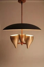 1950's Mid century Italian Disk Shade Sputnik Chandelier Stilnovo Ceiling Light