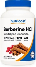 Nutricost Berberine HCl with Ceylon Cinnamon Capsules 120 Count - Vegan