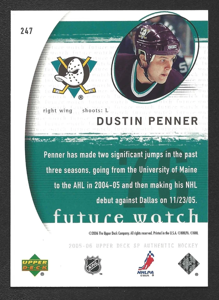 2005-06 SP Authentic #247 - Dustin Penner /1999 (RC) - Image 2 of 2