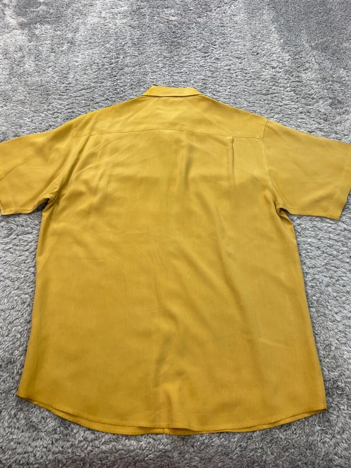 Blusa Camisa Top Wintersilks Para Mujer Mediana Amarilla Seda Gran Tamaño Botón Frontal Foto 2 de 4