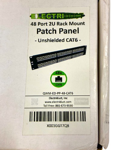 QWM-ED-PP-48-CAT6 I New Electriduct 48 Port Patch Panel Unshielded CAT6 Ports - Picture 3 of 5