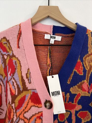 MDM Major D’Magen Mixed Mushroom Horses Knit Cardigan Medium NWT - Picture 3 of 5