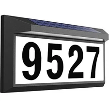 Solar Address Sign, Lighted Address Plaque Outdoor Waterproof, Illuminated   