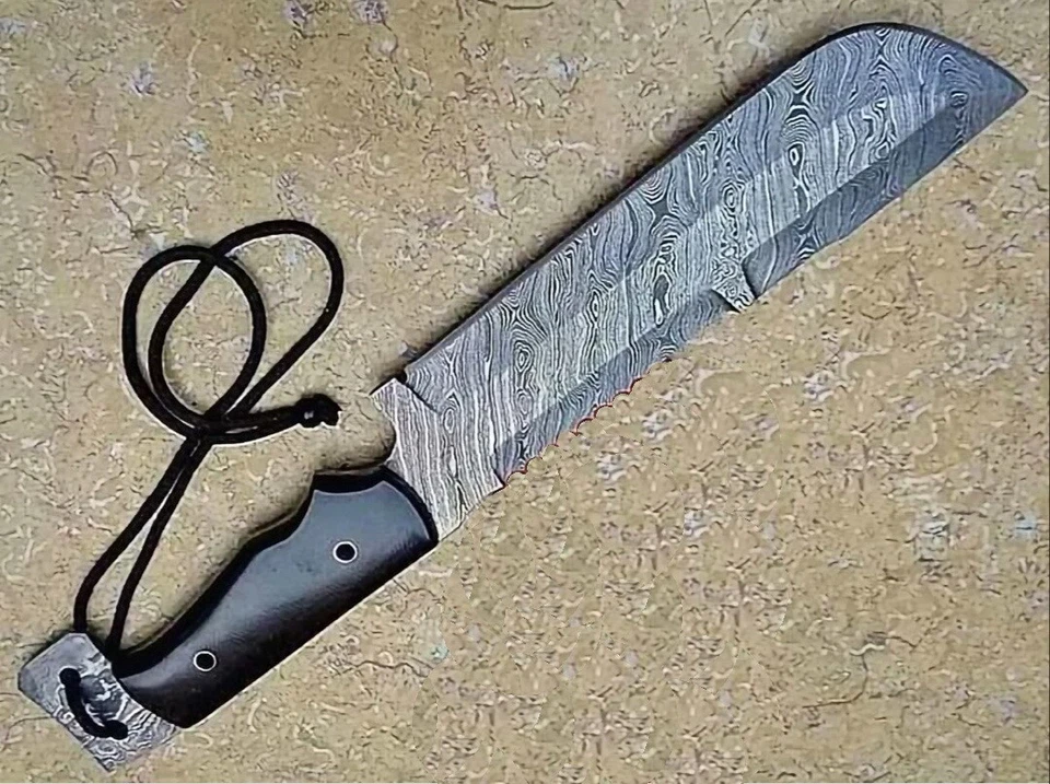 13" PERSONALIZADO HECHO A MANO FORJADO DAMASCO ACERO CAZA BOWIE MANGO MICARTA + FUNDA Foto 3 de 3