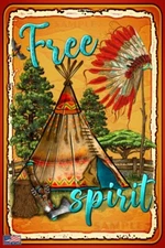 NATIVE AMERICAN WISDOM 8"x12" METAL SIGN BUFFALO INDIAN MEDICINE MAN RUSTIC TIPI