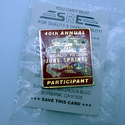 Vintage 1995 40th Annual Chicago Region June Sprints Participant Racing Pin NEW - Picture 1 of 3