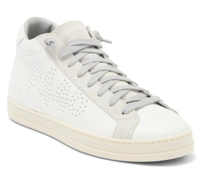 P448 Women's John Mid Top Leather & Suede Sneaker White Size 41 / US 10 - 10.5