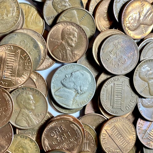 Tobacco Tin US Coin Collection: Copper Penny Nickel Dollar Wheat 90% Silver Lot - Picture 8 of 12