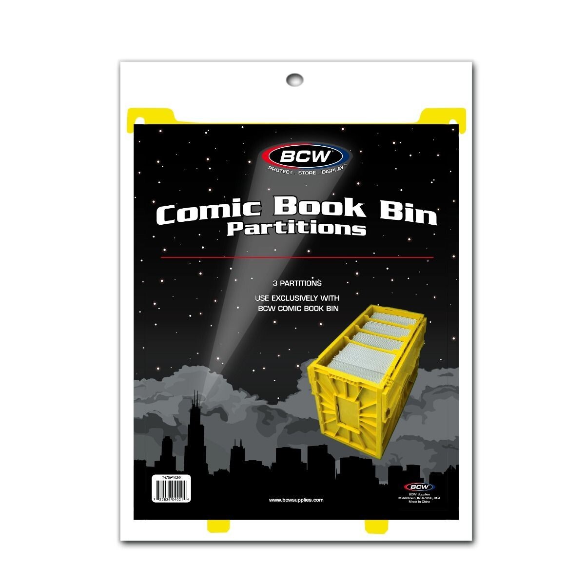 BCW Yellow Comic Book Bin Partitions Fit Short & Long Bins 3 Plastic Dividers