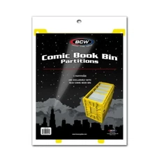 BCW Yellow Comic Book Bin Partitions Fit Short & Long Bins 3 Plastic Dividers