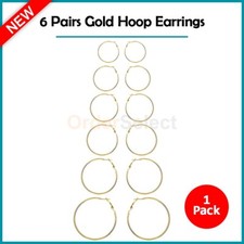 6 Pair Gold Plated Huggie Hoop Earrings Unisex Fashion Jewelry For Women,Men