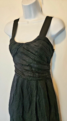 J Crew Black w/Silver Inlay Sleeveless Dress Ruch… - image 1