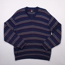 Vintage Robert Bruce Sweater Mens Extra Large Blue Striped Pullover USA MADE