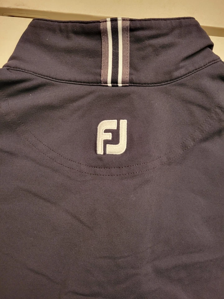 Suéter FJ Foot Joy Footjoy Cuarto 1/4 Cremallera Hombres Grande Negro Golf Tenis Preppy Foto 3 de 4