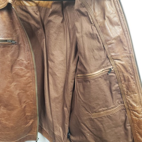 Vintage Roundtree and Yorke Leather Jacket Men's Sz XL Brown Bomber Lambskin - Picture 17 of 21