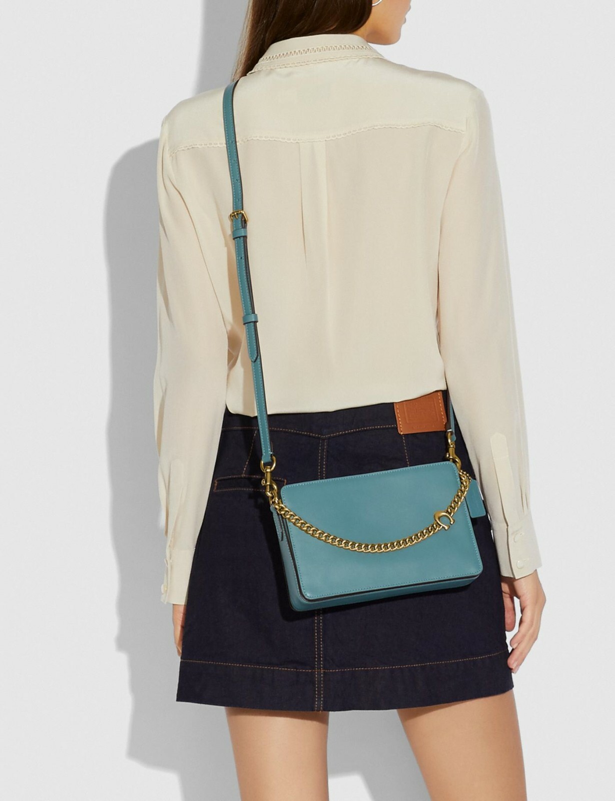 coach refined calf leather signature chain crossbody