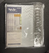 Style Selections 70-in W x 72-in L PEVA Shower Curtain & Roller Hook Set