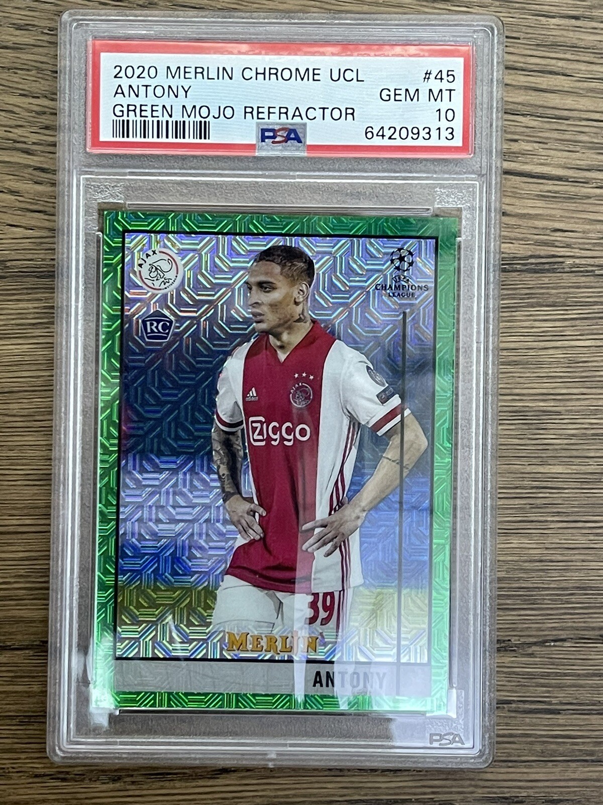 2020-21 Topps Merlin Chrome Antony RC Green Mojo 57/99 PSA10