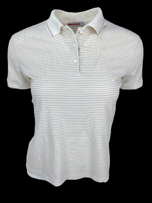 PRADA ladies designer luxury polo shirt striped beige size M