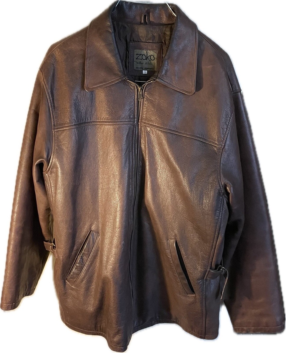Zoko Leather Jacket Large Men's Brown | eBay