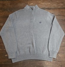Chaps Mens Sweater L Gray 1/4 Zip Up Sweatshirt Shirt Long Sleeve Logo Pullover