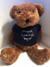 "SOME ONE AT UNITED LOVES ME" BROWN TEDDY BEAR  RARE   PE PELLETS 