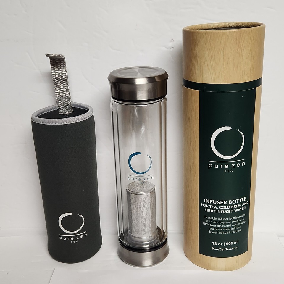 Pure Zen Tea Tumbler with Infuser -BPA Free Double Wall Glass Travel ...